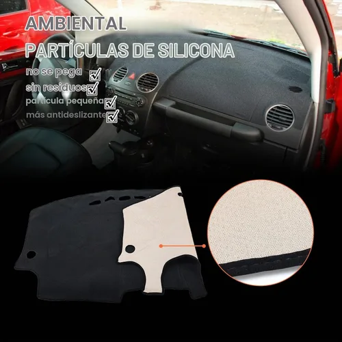 Vista 3 de Cubierta para tablero de salpicadero, alfombrilla para 1998-2010 VW Volkswagen Beetle (Negro con borde)