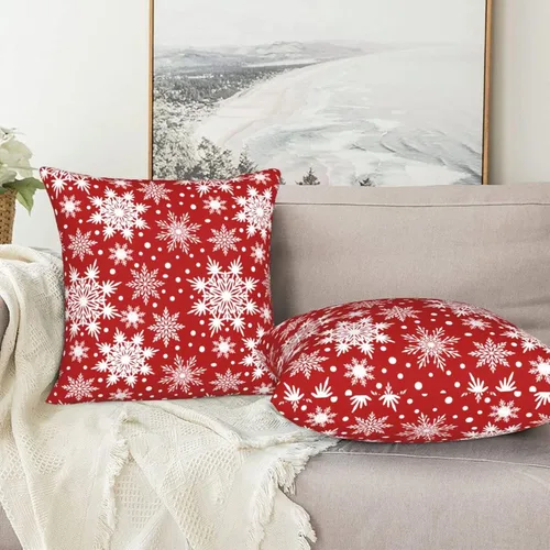 Vista 7 de Fiokroo Juego de 2 fundas de almohada de copos de nieve de Navidad, fundas de almohada cuadradas para sofá, dormitorio, sala de estar, automóvil, 18