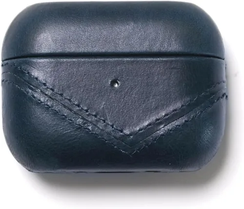 Vista 6 de Funda de cuero premium compatible con Apple AirPods Pro 2, carga inalámbrica, diseño de dos piezas (negro)