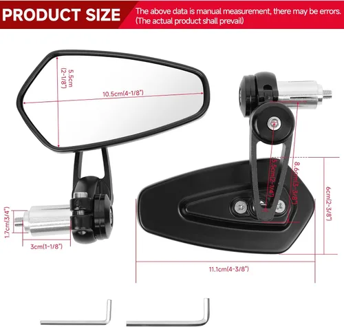 Vista 6 de Rich Choices Universal Espejos Retrovisores Negros para Motocicleta de 22mm 7/8'' de Extremo de Manillar GROM MSX125 CB500F Z125 pro Z650 Z750 Z800