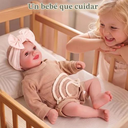 Vista 8 de BABESIDE Muñecas de bebé Reborn para nutrir el juego de simulación, muñeca realista de 17 pulgadas, cuerpo de tela suave, regalo para hermanas