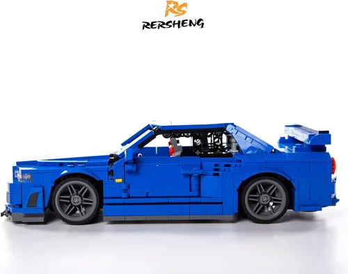 Vista 3 de Initial-d GTRS R34 - Kit de construcción y juguete de construcción con tecnología MOC, modelo coleccionable para adultos, modelo de coche JDM a