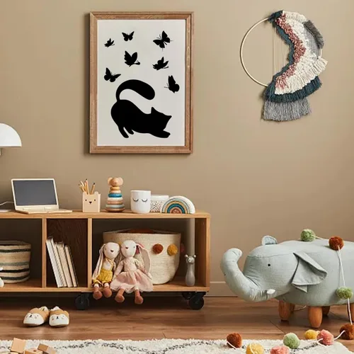 Vista 4 de Plantilla de gato Mylar hoja mariposa plantilla para pintar pared dormitorio baño moderno Shabby Chic arte artesanal