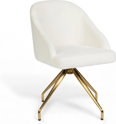 Vista 14 de Martha Stewart Sora Silla de Trabajo Giratoria Fija con Brazos Inclinados para Oficina en Casa en Tela Conch Shell con Marco de Latón Pulido