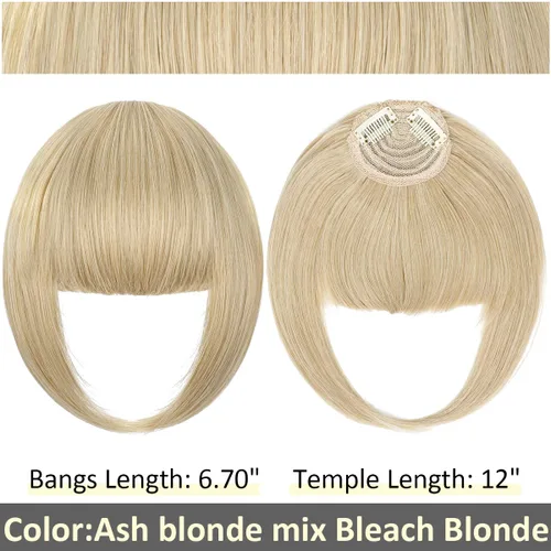 Vista 2 de Flequillo de pelo con clip, flequillo de pelo falso, fleco sintético con sienes, extensiones de cabello para mujer, extensiones de cabello para uso