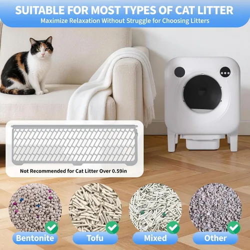 Vista 5 de Garvee Caja de arena autolimpiante para gatos, caja de arena automática ABS de gran capacidad para gatos con control de aplicación
