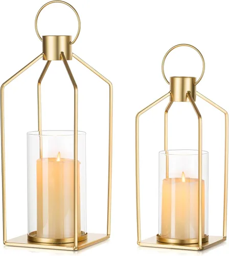 Vista 8 de NUPTIO - Farol decorativo para velas, linterna negra con cristal de huracán Negro