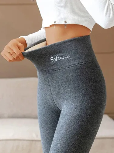 Vista 5 de Softclouds - Lanabella - Pantalones de invierno cálidos y casuales para mujer, leggings de forro polar para mujer (gris, M)