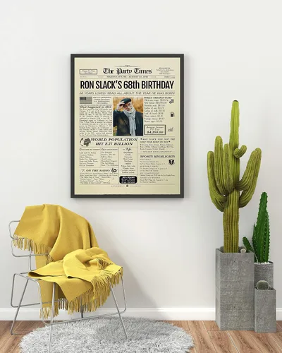 Vista 7 de TRIDECOR Decoraciones personalizadas para fiestas de cumpleaños n.° 68, póster de regreso al periódico, regalo para papá, mamá, él, ella, padre