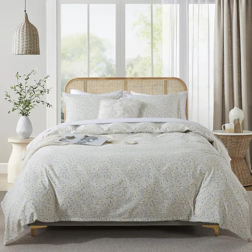 Vista 55 de HoneiLife Juegos de Fundas de Edredón Twin - Funda de Edredón Floral 100% Algodón, Juego de Ropa de Cama Transpirable de 2 Piezas con Cierre