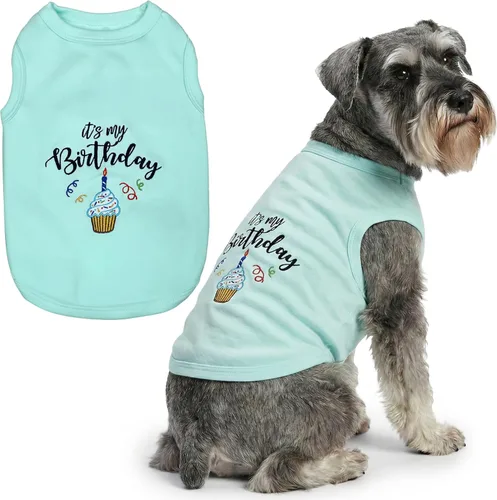 Vista 23 de Camiseta para perro Parisian Pet con palabras bordadas "Es mi cumpleaños" - Camiseta sin mangas para cumpleaños de perro - Chaleco ligero