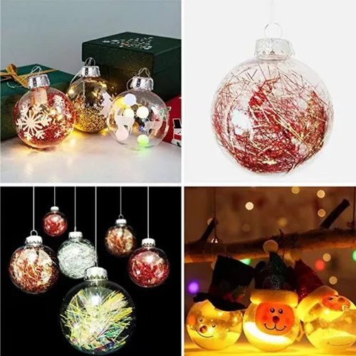 Vista 4 de 8 piezas Adornos de Bolas Transparentes de Plástico Rellenables para DIY - Adornos de Bolas de Navidad, 3.15 Pulgadas Tapa Desmontable Transparente