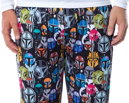 Vista 3 de Star Wars Mens' The Mandalorian Color Helmets Sleep Pajama Pants