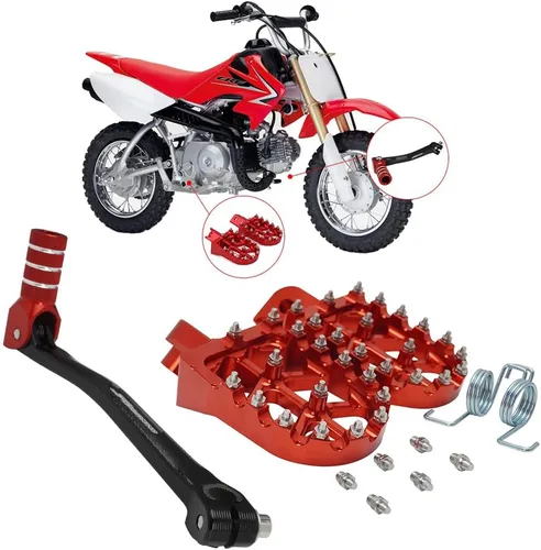 Vista 9 de JFG RACING Palanca de cambios plegable para motocicleta + estriberas para moto de cross CNC universal para 50cc - 125cc CRF CR XR RM KX KLX YZ TTR