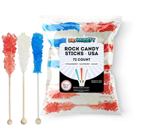 Vista 11 de Blue Rock Candy Sticks '72 Pack' – Roca de cristal de azúcar Razz azul envuelta individualmente a granel – Perfecto para recuerdos de fiesta, bodas
