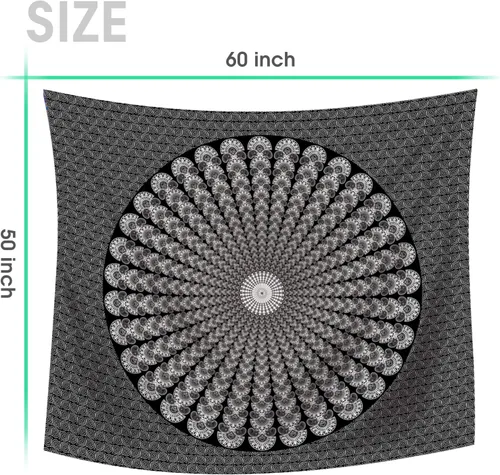 Vista 4 de VENTIMI Tapiz de mandala para colgar en la pared, mantel hippie para decoración de pared para dormitorio, dormitorio, sala de estar, exterior e