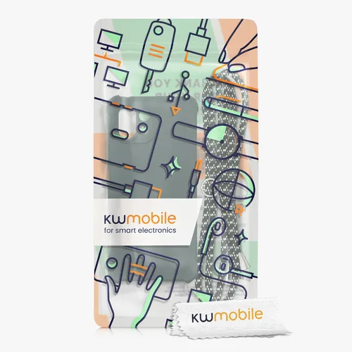 Vista 7 de kwmobile Funda cruzada compatible con Xiaomi 11 Lite (5G) NE/Mi 11 Lite (5G) - Funda de silicona TPU con correa - Verde musgo