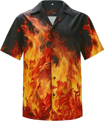 Vista 16 de American Trends Camisa hawaiana de manga corta con botones tropicales para Impresión de leopardo