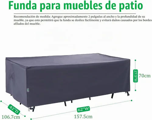 Vista 2 de F&J - Cubierta de mesa para patio al aire libre, 62 x 42 x 27.5 pulgadas, impermeable, resistente a los rayos UV, protección contra la nieve