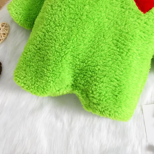Vista 5 de Disfraz de Navidad para bebé, niño y niña, enterizo de Navidad, enterizo de monstruo verde, para cosplay, ropa de Navidad, color verde, de 12 a 18