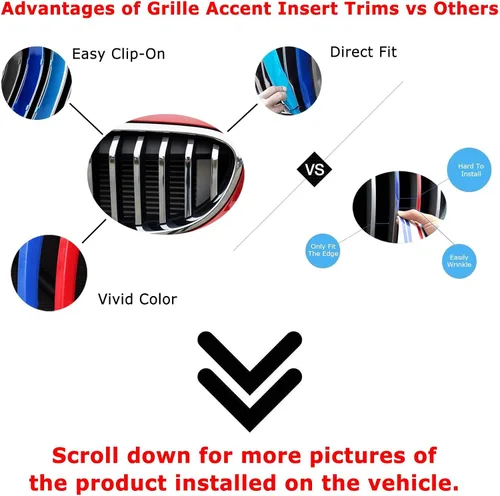 Vista 3 de iJDMTOY Exact Fit - Juego de 3 piezas icónicas de rejilla Tri-Accent compatibles con 2021 en adelante G22/G23 4 Series 420i 430i 440i con rejilla
