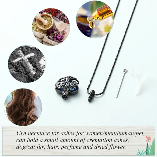 Vista 54 de Imrsanl Collar de urna de árbol de la vida con forma de corazón, joyería de cremación para hombres y mujeres, recuerdo, joyería conmemorativa
