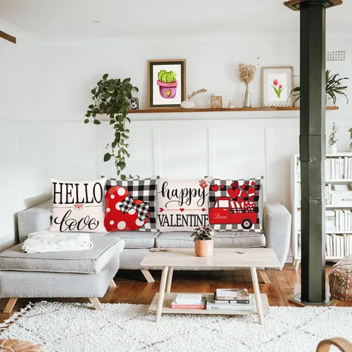 Vista 3 de Geefuun 4 fundas de almohada decorativas para el día de San Valentín, 18 x 18 pulgadas, decoración de regalo para sofá