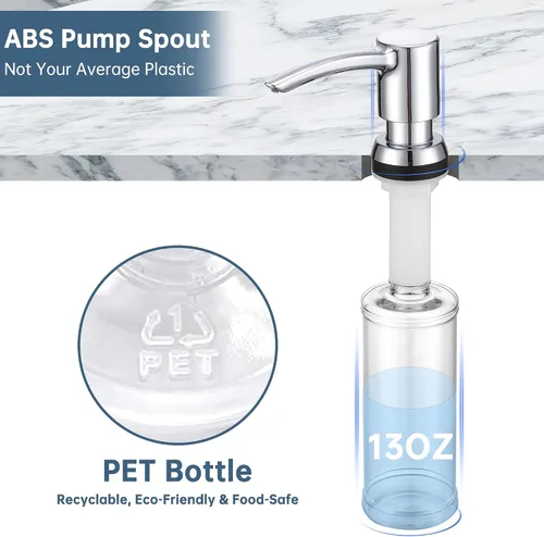 Vista 7 de Dispensador de jabón negro sin manchas para fregadero de cocina, dispensador de jabón negro mate con bomba ABS, diseño patentado, botella de jabón