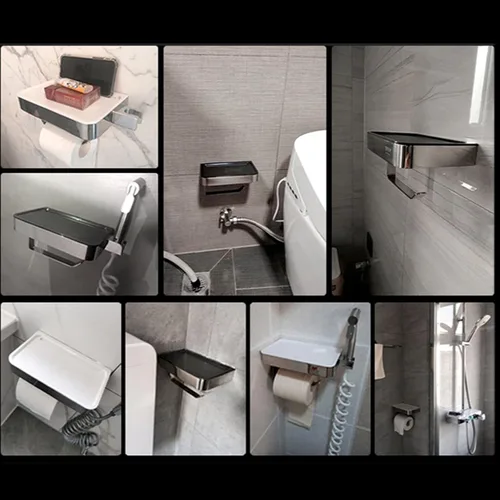 Vista 7 de Soporte de papel higiénico con pistola pulverizadora, bidé de ducha de pulverización de mano, dispensador de papel higiénico, pistola rociadora