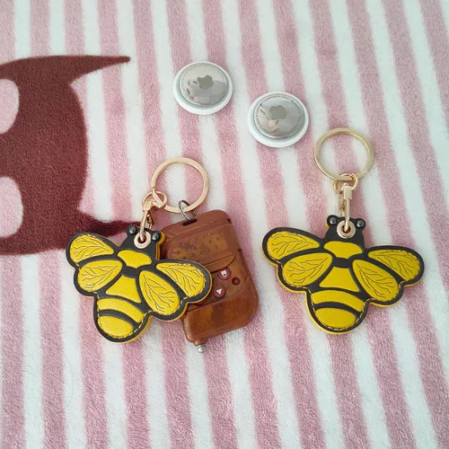 Vista 3 de CATCH ON Paquete de 2 fundas de cuero para llavero, bonitos accesorios Kawaii adecuados para Airtag