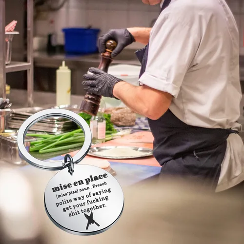 Vista 7 de ENSIANTH Llavero de chef Mise En Place Regalo de cocina culinaria Regalo de preparación de alimentos El personal aprecia el regalo Llavero