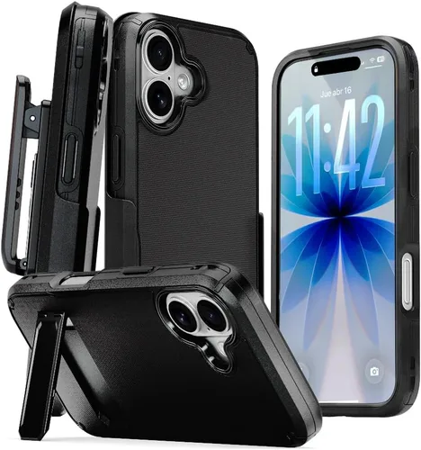 Vista 16 de MOTIVE Funda para iPhone 15 con clip para cinturón, magnética compatible con MagSafe, combo de funda de carcasa a prueba de golpes, funda para Negro