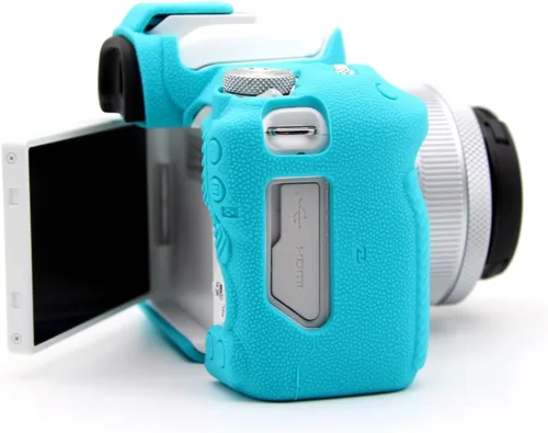 Vista 7 de Rieibi Funda EOS R50, funda protectora de silicona esmerilada para cámara Canon EOS R50 EOSR50, funda ligera para cámara EOS R50 - Azul claro