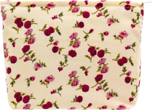 Vista 27 de Pazimiik Bolsa de maquillaje floral, grande, de algodón, con cremallera para bolsa de viaje, organizador de maquillaje de lona para mujeres
