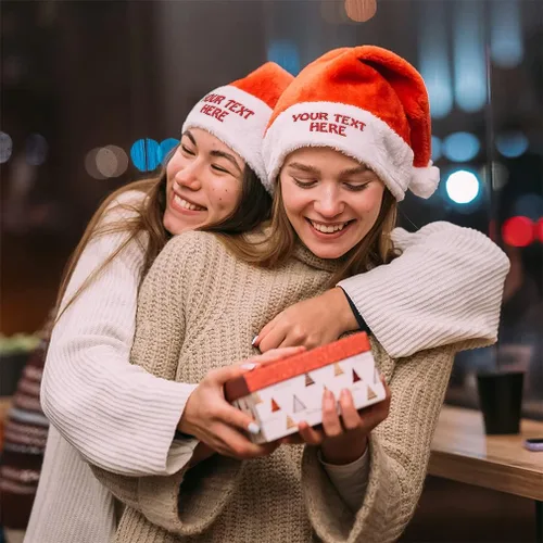 Vista 5 de Speedy Pros Sombrero de Papá Noel para hombres y mujeres, sombreros personalizados con texto para vacaciones y Navidad para hombres y mujeres