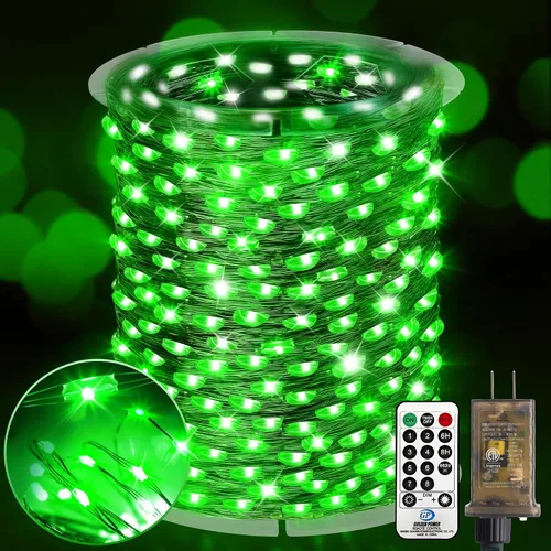 Vista 22 de KNONEW Guirnalda de luces de Navidad para exteriores de 100 pies, 300 luces LED para exteriores, impermeable, 8 modos, decoración para bodas Blanco