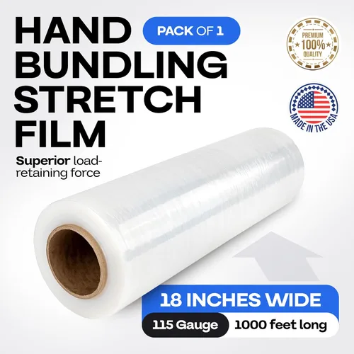 Vista 2 de IDL Packaging Rollo de envoltura elástica resistente a mano de calibre 115 de 18 pulgadas x 1000 pies (paquete de 1 rollo), película elástica