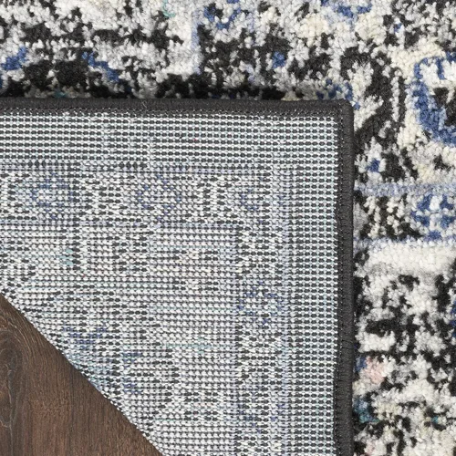 Vista 3 de Nourison Passion Alfombra marfil/negro, de 2 pies 2 pulgadas x 10 pies, fácil de limpiar, no desprende pelo, para habitación, sala, comedor, cocina