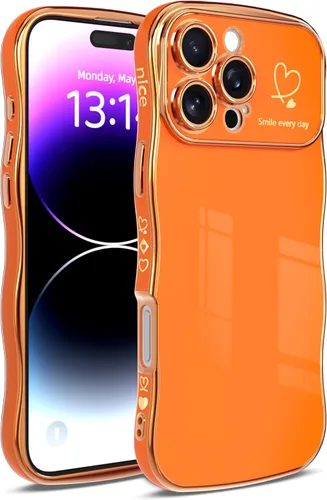 Vista 11 de IAIYOXI Funda para iPhone 11 para mujeres y niñas, bonito diseño ondulado con forma rizada, patrón de corazón, protección de cámara elevada, chapado