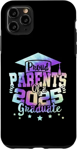 Vista 11 de iPhone 15 Parents of a 2025 Graduate Tie Dye Class Senior Graduation Case