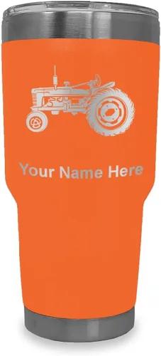 Vista 14 de LaserGram Vaso aislado al vacío de 20 onzas, Old Farm Tractor, grabado personalizado incluido (negro)