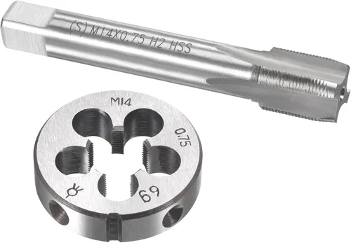 Vista 14 de uxcell M13 x 0.039 in Juego de llaves métricas y troqueles, rosca de máquina con troquel de roscado redondo, kit de grifo y troquelado