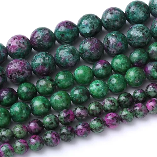 Vista 21 de Cuentas sueltas redondas de gemas naturales cuentas de piedra de energía de cristal para hacer joyas 15" (calcedonia afgana, 6 mm)
