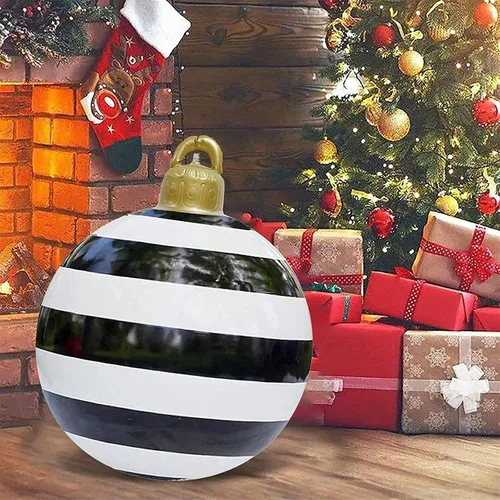Vista 3 de Decoraciones inflables de Navidad, adornos de Navidad gigantes de 24 pulgadas, bolas de Navidad inflables, decoración de jardín al aire libre extra