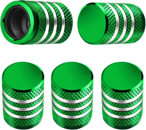 Vista 25 de Tapones para vástago de válvula de neumático, paquete de 5, tapa de aire de neumático N2, metal nitrógeno con forro de plástico, resistente a