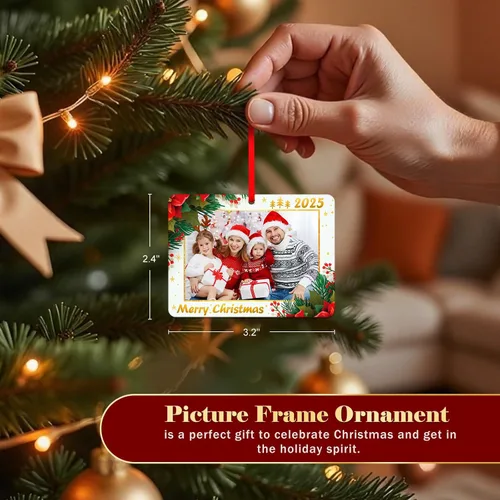 Vista 3 de WhatSign Adornos de Navidad para marco de fotos, adornos personalizados para árbol de Navidad, regalo de recuerdo de fotos familiares personalizado