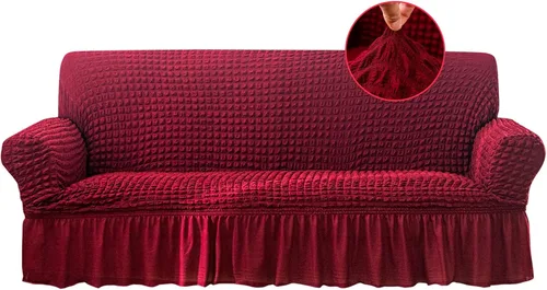 Vista 28 de Jeloris Funda Protectora Elástica para Sofá de Dos Plazas de Fácil Ajuste con Falda, Protector de Muebles Universal Duradero Lavable de Alta Beige