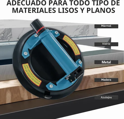 Vista 5 de Paquete de 2 ventosas de 8 pulgadas para vidrio, ventosas de vidrio de servicio pesado para levantar vidrio grande, carga máxima de 880 libras