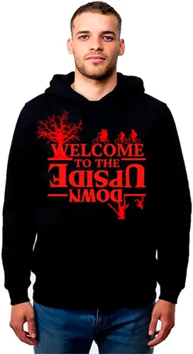 Vista 3 de fresh tees Sudadera con capucha unisex para mujer y hombre con texto en inglés "Welcome to the Upside Down Shadow Monster