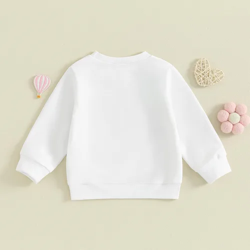 Vista 3 de SOLILOQUY Traje de San Valentín para bebé, niña, niño, amor, estampado de corazón, sudadera de manga larga, sudadera de otoño para bebé